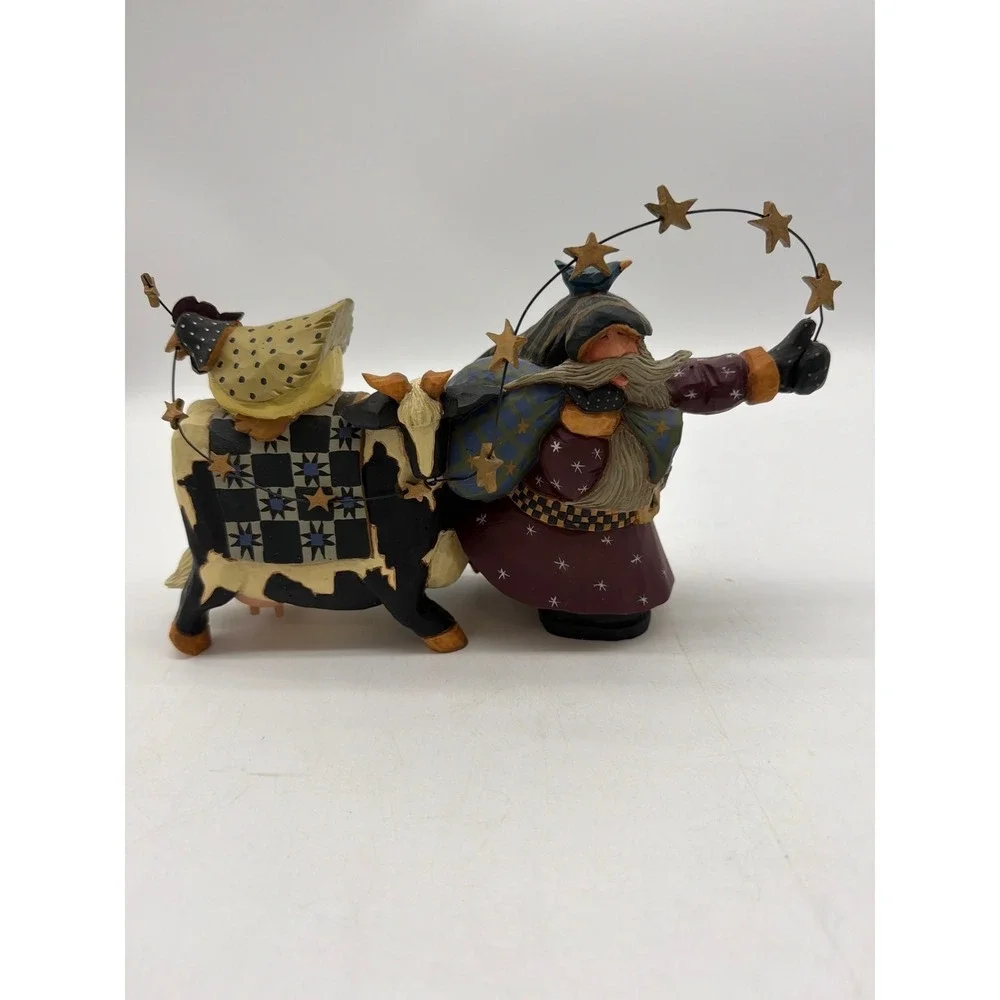 Vintage Williraye Studio WW2272 Christmas‎ Figurine Santa Cow Star Garland 1998